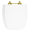 Ver imagem 1 de Assento Sanitário Fit Branco para vaso Celite Com Ferragem Dourada