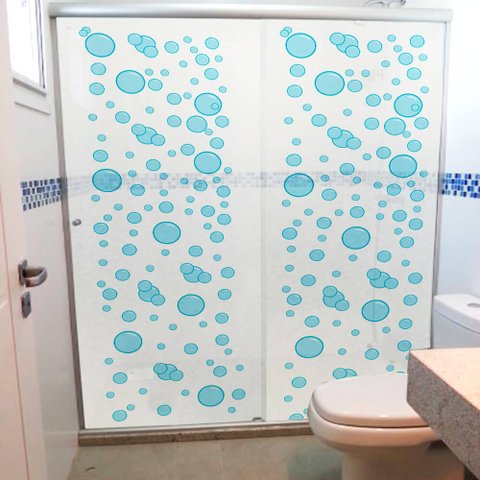 Adesivo Para Vidro Box Banheiro Jateado Decorado Bolhas Prova D'agua - 1,40 x 2,00m