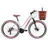 Bicicleta Aro 29 Ksw Sunny Retro 21v Freio a Disco Cesta Cor:branco+rosa;tamanho:15 - 1