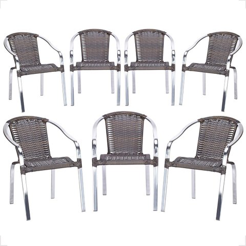 7 Cadeira Maresia Aluminio Polido Fibra Sintetica Tr. Simples - Pedra Ferro