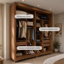 Ver imagem 2 de Guarda-Roupa Casal com Espelho 2 Portas de Correr 6 Gavetas Soho 240 cm - Canella c/ Off White