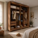 Ver imagem 3 de Guarda-Roupa Casal com Espelho 2 Portas de Correr 6 Gavetas Soho 240 cm - Canella c/ Off White