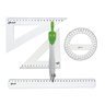 Kit Geométrico Régua Transferidor Esquadros Compasso Verde - 1