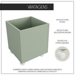 Baú Organizador de Brinquedos Mdf com Rodízios Plancasa Verde Jade - 5