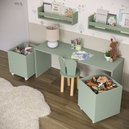 Baú Organizador de Brinquedos Mdf com Rodízios Plancasa Verde Jade - 2