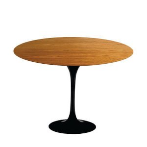 Mesa de Jantar Saarinen Tulipa Redonda - 120 Cm - Madeira Freijo - Base Preta