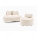 Ver imagem 1 de Kit Sofá Orgânico Feijão 2 Lugares 115cm Off White Veludo do Lar