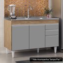 Ver imagem 2 de Balcão Gabinete 120cm 3 Portas 2 Gavetas Michigan Castanho/Cinza - Lumil Móveis