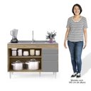 Ver imagem 5 de Balcão Gabinete 120cm 3 Portas 2 Gavetas Michigan Castanho/Cinza - Lumil Móveis