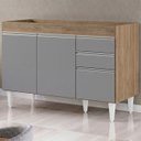 Ver imagem 1 de Balcão Gabinete 120cm 3 Portas 2 Gavetas Michigan Castanho/Cinza - Lumil Móveis