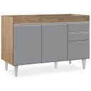 Ver imagem 2 de Balcão Gabinete 120cm 3 Portas 2 Gavetas Michigan Castanho/Cinza - Lumil Móveis