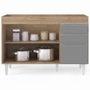 Ver imagem 5 de Balcão Gabinete 120cm 3 Portas 2 Gavetas Michigan Castanho/Cinza - Lumil Móveis