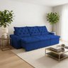 Sofá Retrátil Design 230m Suede Elegante Estrutura Reforçada e Sistema Reclinável Moderno Milão Azul - 1
