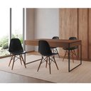 Ver imagem 1 de Mesa Jantar Industrial Retangular Filadélfia Amêndoa 137x90cm Base Ferro Preto com 4 Cadeiras Pretas