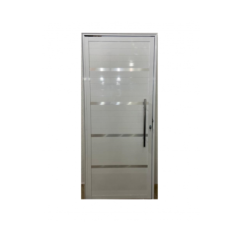 Porta Pivotante de Alumínio Lambril 2,10 x 0,90 Com Frisos Esquerda Cor Branco