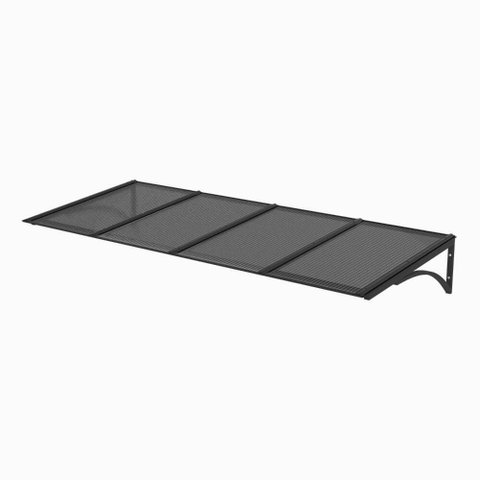 Toldo Fixo Policarbonato Alveolar Fume - 1,50m X 1,00m - Estrutura Preta