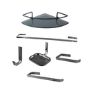 Ver imagem 1 de Kit Acessórios para Banheiro Quadrado Aço Inox 6 Peças com Porta Shampoo Vidro Canto Fumê 1993