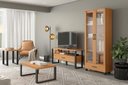 Ver imagem 1 de Moveis Sala de Estar Industrial 4 Peças Dalla Costa Mdf Cor:freijó com Preto Fosco