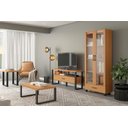 Ver imagem 1 de Moveis Sala de Estar Industrial 4 Peças Dalla Costa Mdf Cor:freijó com Preto Fosco