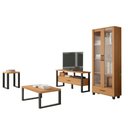 Ver imagem 2 de Moveis Sala de Estar Industrial 4 Peças Dalla Costa Mdf Cor:freijó com Preto Fosco