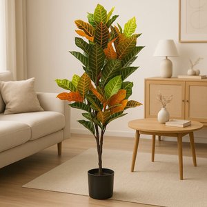 Planta Croton Árvore Artificial Decoração Sala com 1.20m