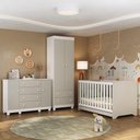 Ver imagem 1 de Quarto de Bebê Completo com Berço Americano 3 em 1 Allegra Multimóveis Mp4594 Branco/off White