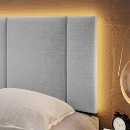 Cabeceira Casal Estofada com Led - Linho Cinza - 4