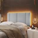 Ver imagem 2 de Cabeceira Casal Estofada com Led - Linho Cinza