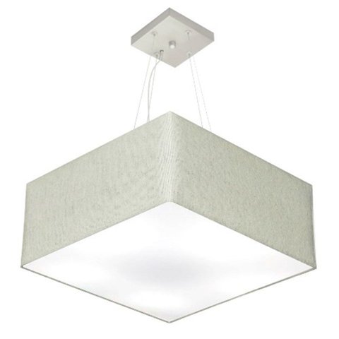 Lustre Pendente Quadrado Vivare Md-4071 Cúpula em Tecido 30/70x70cm - Bivolt - Rustico Cinza - Bivol