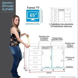 Cômoda Grande Organizadora 176cm Max New Lukaliam Freijo - 4