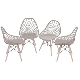 Kit 4 Cadeiras Boxbit Kaila Base em Madeira Fendi - 1