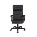 Ver imagem 2 de Cadeira Presidente Wood Encosto com Madeira, Couro Ecológico Preto Base em Aço com Relax