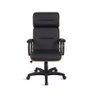 Cadeira Presidente Wood Encosto com Madeira, Couro Ecológico Preto Base em Aço com Relax - 2