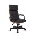 Ver imagem 1 de Cadeira Presidente Wood Encosto com Madeira, Couro Ecológico Preto Base em Aço com Relax