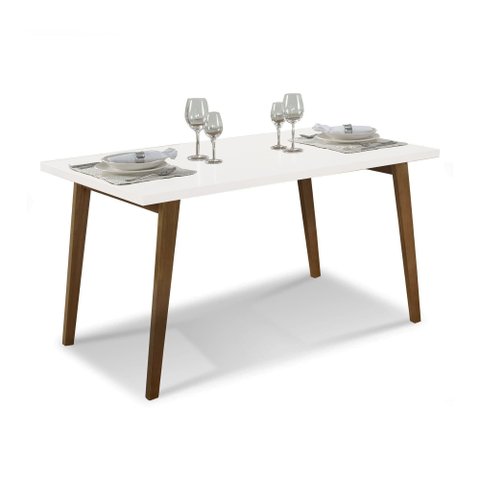 Mesa de Jantar Nature com Vidro Mmj-as As-castanho Claro/branco Laca 1,20m