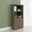 Ver imagem 1 de Armário Misto para Escritório 2 Portas com Prateleiras Linha PE40 Branco/Sálvia/Walnut