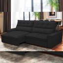 Ver imagem 1 de Sofá Retrátil Reclinável para Sala de Estar Living 290cm Dimas F04 Veludo Preto - Lyam Decor