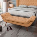 Ver imagem 3 de Kit Cabeceira Cama Box Casal 195 Cm Madrid com Puff Recamier Santorini Bouclê Mostarda - Lyam Decor