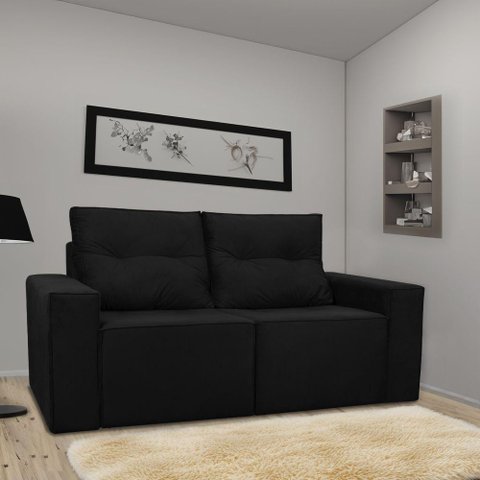 Sofá 2 Lugares Onix 1,80m para Sala Confortavel Sued Herrero Cor:preto