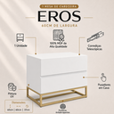 Ver imagem 2 de Mesa de Cabeceira Moderna Grande Eros 60cm para Cama Branco Base de Ferro Dourado