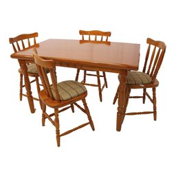 Mesa de Jantar 103lb e 04 Cadeiras 155lb Mel Brilho Piratini - 1