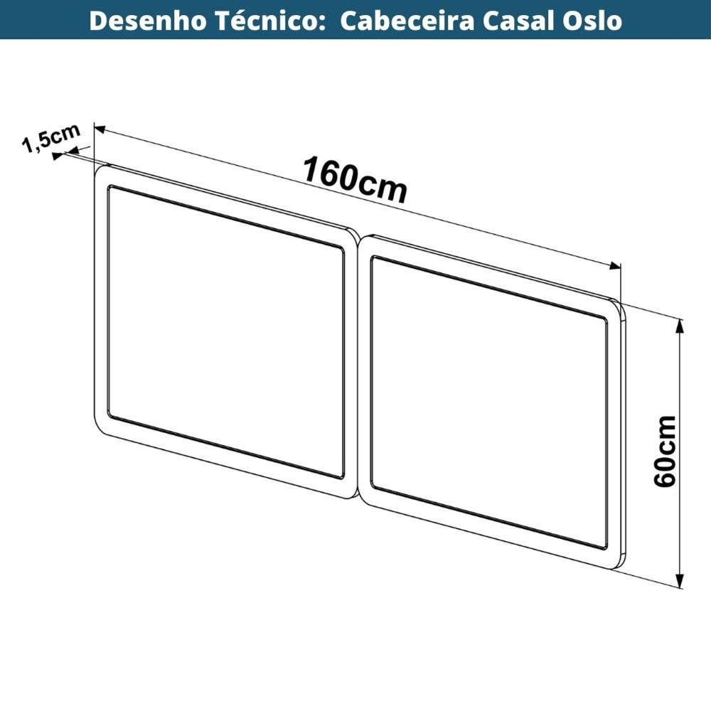 Cabeceira Painel Casal Oslo Artesano 160 Cm (largura) Mdp Hanover e Tela Sintética (palhinha) Bege - 7