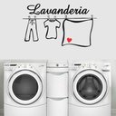 Ver imagem 1 de Adesivo de Parede Frase Lavanderia-Grande 48x83cm