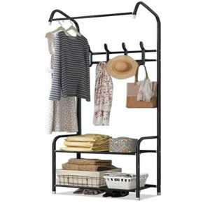 Guarda Roupas Duplo Arara Cabideiro com Prateleira Organizador Multiuso Quarto Sapateira Roupeiro