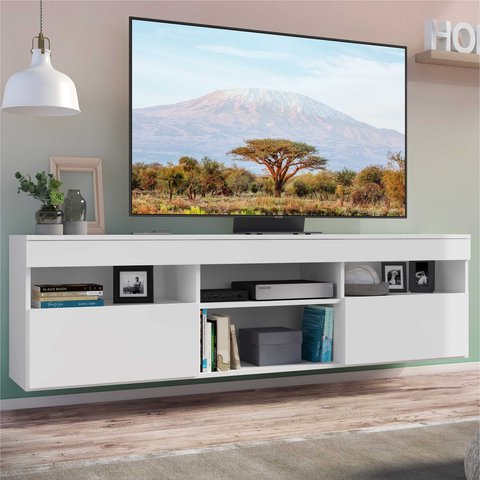 Rack Suspenso para Tv até 65" Multimóveis Paris Fg3326 com 2 Portas Branco