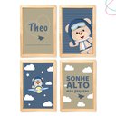 Ver imagem 1 de Quadro Decoração Quarto Menino Ursinho Aviador Moldura Vidro:pinus