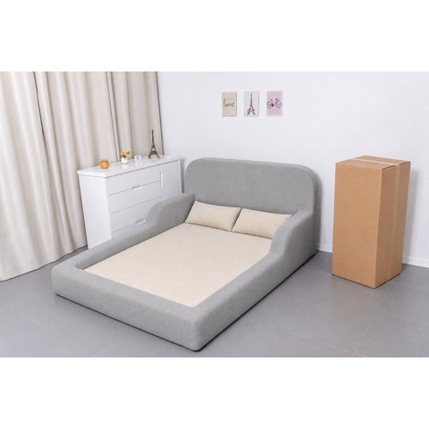 Cama Montessoriana Infantil com Colchão Poliuretano Cinza