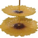Ver imagem 3 de Centro de Mesa em Cristal Amarelo e Marrom - 26x28,5cm - Clássico e Prático: Centro de Mesa de Alta