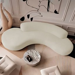 Sofá Curvo 3 Lugares Amsterdã 200cm Linho Bege - Amarena Móveis - 5