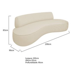 Sofá Curvo 3 Lugares Amsterdã 200cm Linho Bege - Amarena Móveis - 6